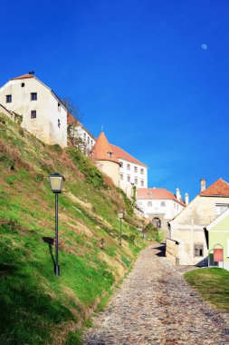 Slovenya Mimarisi 'ndeki Ptuj Şatosu' nda şehir manzarası