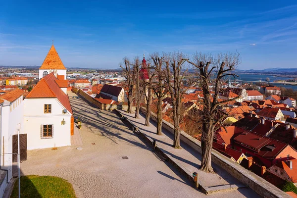 Panorama i Ptuj slott på Gamla stan i Slovenien — Stockfoto