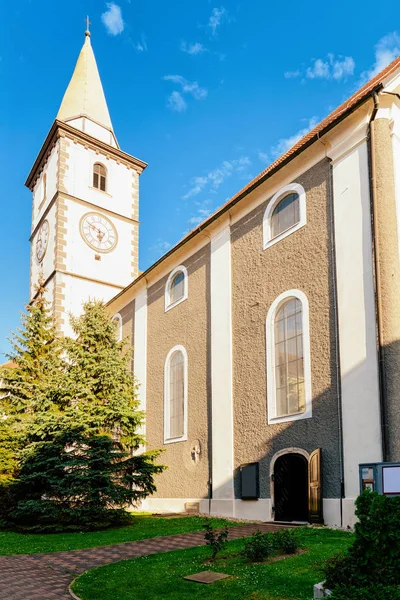 Clock tower and courtyard of St Nicholas Church in Varazdin — 스톡 사진