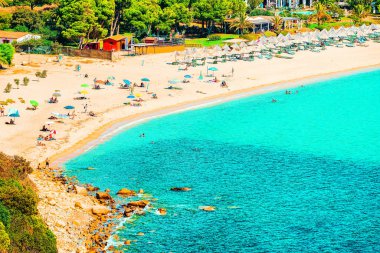 İtalya 'nın Sardunya Adası' ndaki Akdeniz 'deki Villasimius Sahili
