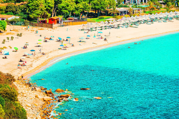 Villasimius Beach at Mediterranean Sea in Sardinia Island in Italy