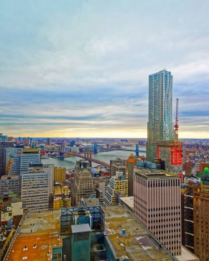 New York şehrinin aşağı Manhattan refleksinin hava görüntüsü