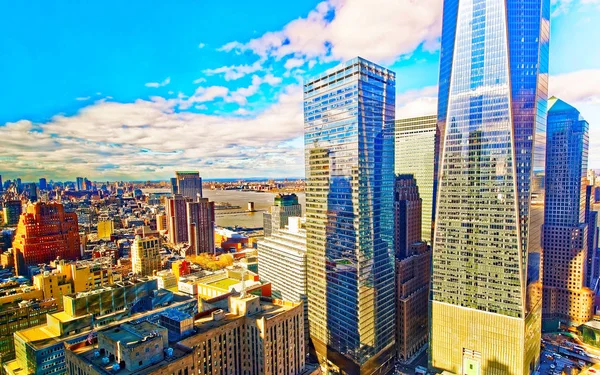 Вид с воздуха на рефлекс Нижнего Манхэттена в Нью-Йорке и Джерси — стоковое фото
