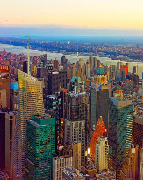 Widok z lotu ptaka na dzielnicę Midtown w Nowym Jorku — Zdjęcie stockowe