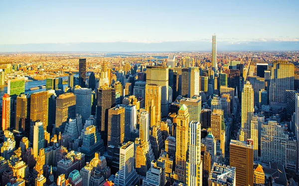 Vista aérea do reflexo Midtown Manhattan NY America — Fotografia de Stock