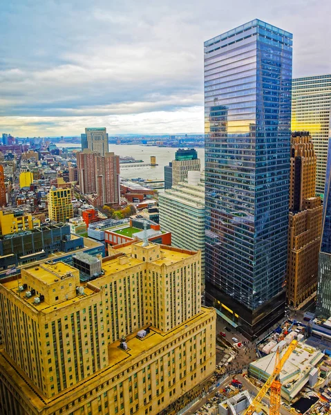 Luchtfoto op Lower Manhattan in New York Usa reflex — Stockfoto