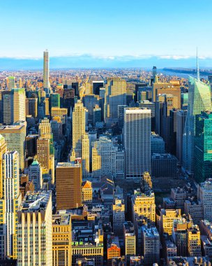 Manhattan şehir merkezindeki hava manzarası refleksi