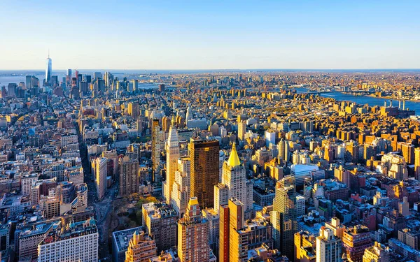 Flygfoto över Skyline i Downtown Lower Manhattan Nyc America reflex — Stockfoto