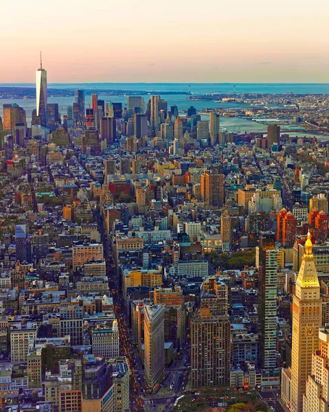 Вид с воздуха на район Flatiron в Нью-Йорке рефлекс — стоковое фото