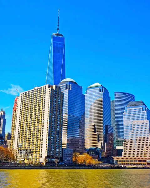 World Financial Center of Battery Park City Lower Manhattan reflex — стокове фото