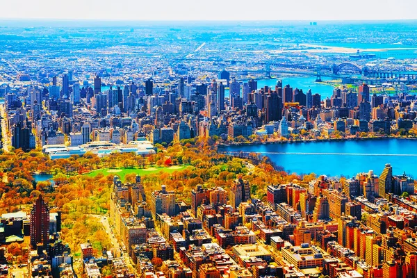 Vista aérea deslumbrante no reflexo Manhattan nd Central Park — Fotografia de Stock