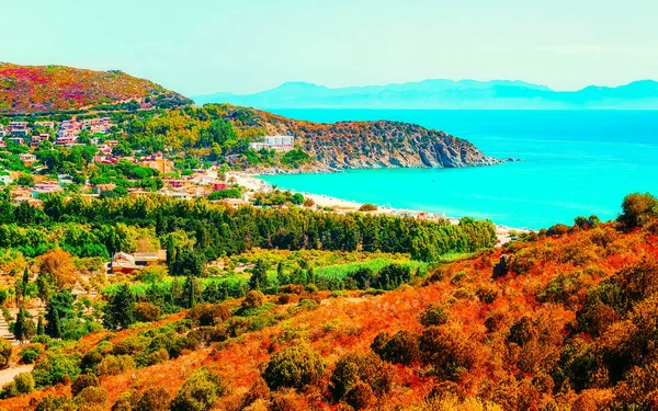 Villasimius Plage en mer Méditerranée sur l'île de Sardaigne en Italie réflexe — Photo