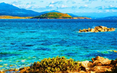 Costa Smeralda Sardinia 'daki Capriccioli Sahili İtalya refleksi