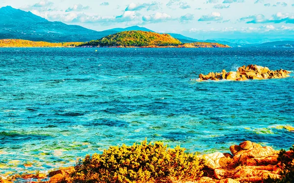 Capriccioli Beach and Mediterranean Sea in Sardinia of Italy reflex — Stock Photo, Image