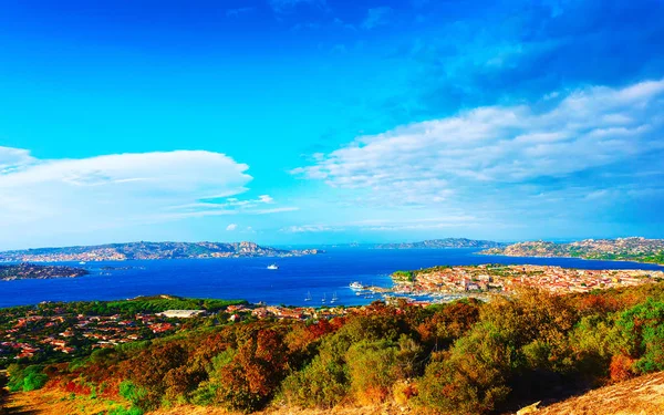 Landscape of Palau with Maddalena Island Sardinia reflex — Stock Photo, Image