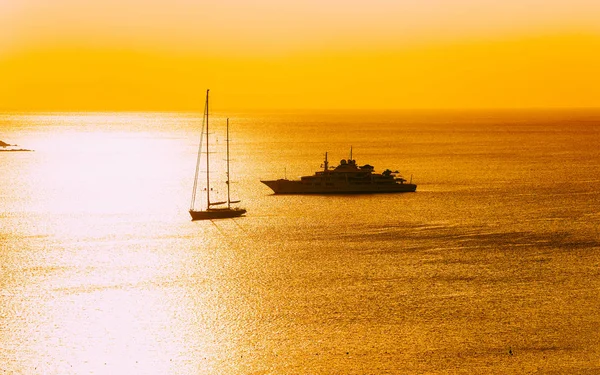 Yacht and ships at Porto Rotondo Costa Smeralda Sardinia reflex — 스톡 사진