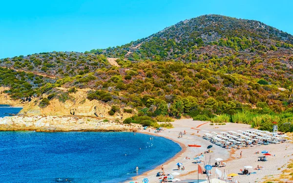 Plage de Chia près du réflexe de la mer Méditerranée — Photo