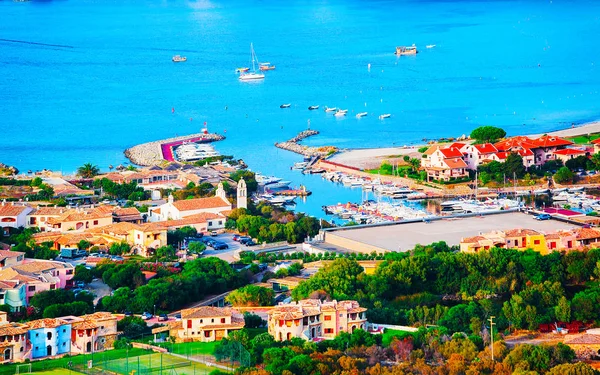 Haven van Porto Rotondo Costa Smeralda resort Sardinië reflex — Stockfoto