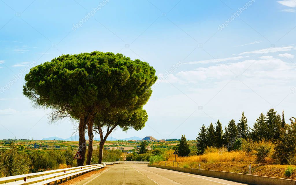 Scenic road in Cagliari Sardinia reflex