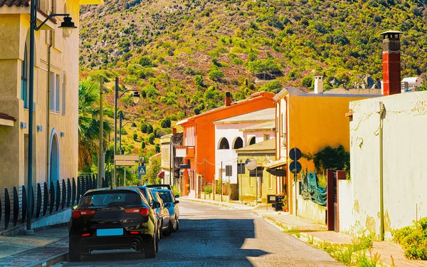 Улица у дороги Domus de Maria town Carbonia Iglesias Sardinia reflex — стоковое фото