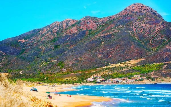 Spiaggia sul Mar Mediterraneo a Buggerru Carbonia Iglesias Sardinia reflex — Foto Stock