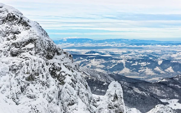 Panoramic view from Kasprowy Wierch in Zakopane in Tatra Mounts in winter — Stock Photo, Image