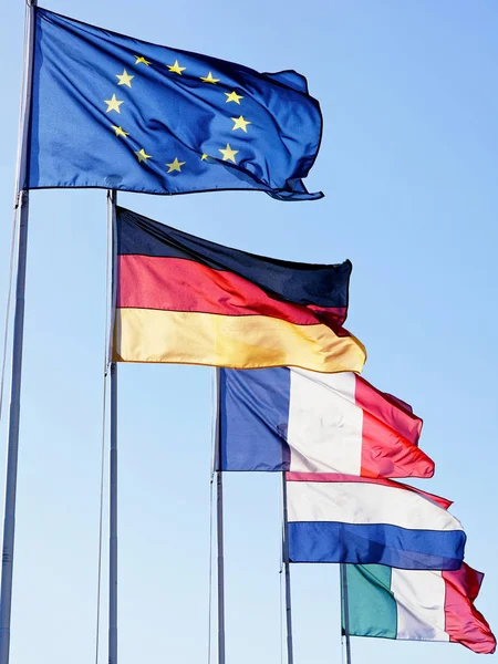 Flags de la Unión Europea Alemania Francia Italia Imágenes de stock libres de derechos