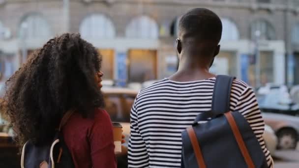 African couple with coffee — Stock Video