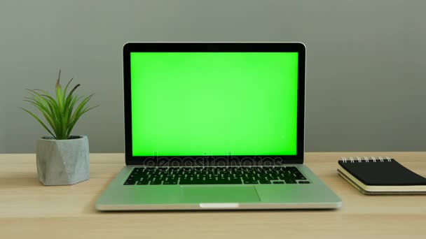 Portatile con schermo verde — Video Stock