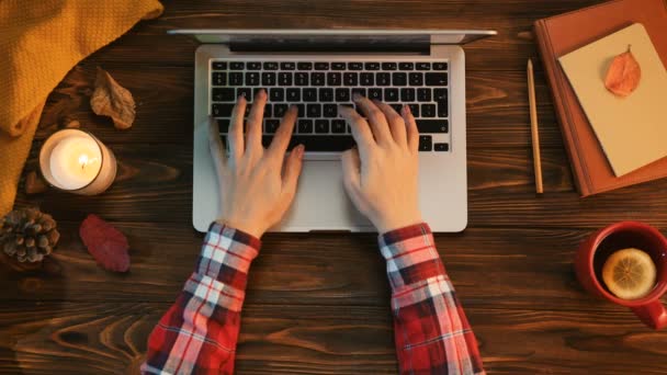 Vrouw te typen op de laptopcomputer — Stockvideo