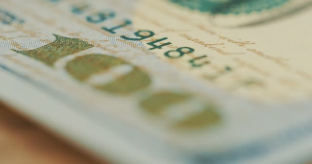 Makro-felvétel, a szám 100 dollár-bankjegyek. Közelről — Stock videók