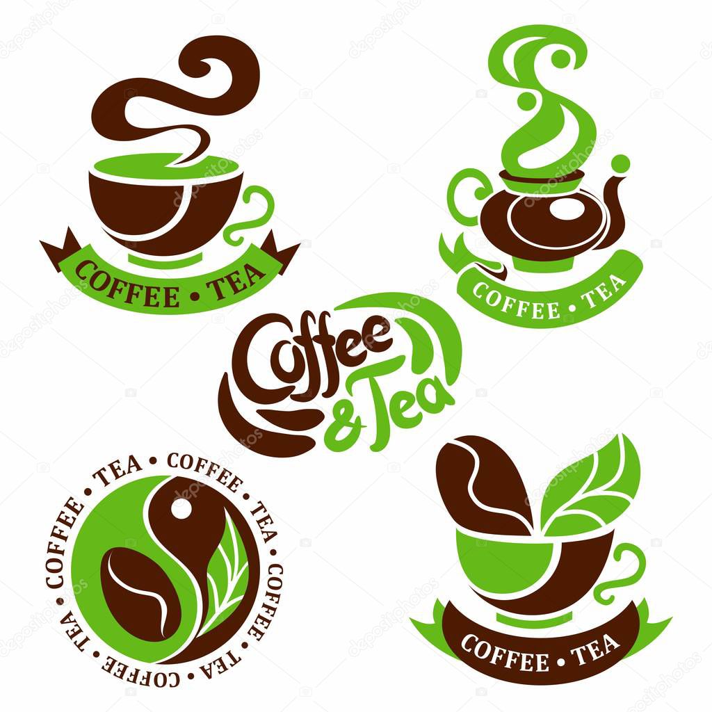 Set of vector logos of coffee and tea