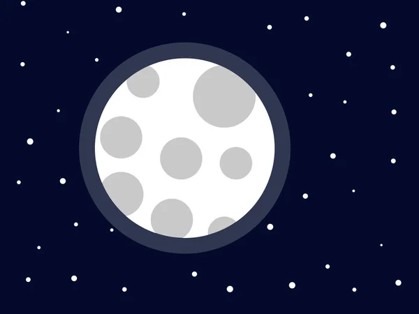 Una Luna Brillante Con Cráteres Flotando Entre Las Estrellas — Vector de stock