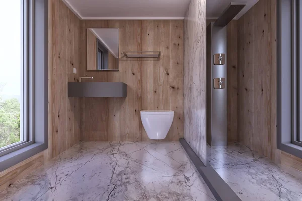 Banyo ahşap iç / Modern banyo iç, ahşap ile birlikte seramik