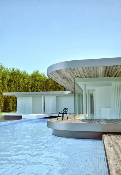 プールのある家 建築デザイン良いプレゼンテーションのため — ストック写真