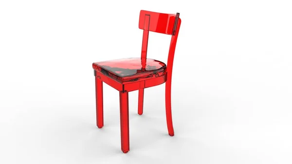 赤いガラス椅子ホワイト Foo プレゼンテーションとインテリア デザインの分離 — ストック写真