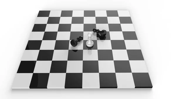 棋盘上的象棋雕像 国际象棋演示文稿的好处 — 图库照片
