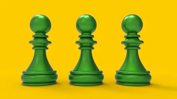 黄色背景下的国际象棋雕像 国际象棋演示 — 图库照片