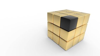 Golden rubic box with black peace / good for presentations clipart