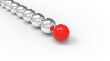 Metal topları ile üzerine beyaz izole kırmızı top / sunum liderleri için