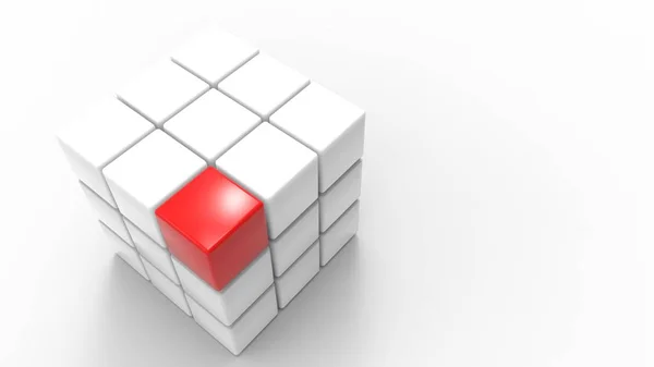 白の分離 良いプレゼンテーションのための赤い平和の白い Rubic ボックス — ストック写真