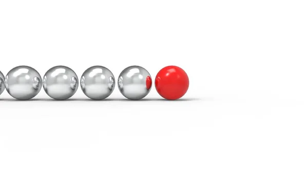 金属のボールと赤のボールを白で隔離 指導者のためのプレゼンテーション — ストック写真