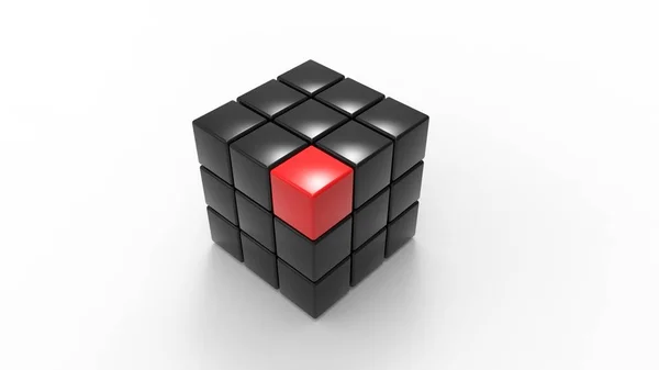 Siyah Rubik kutu beyaz izole / sunular için iyi 