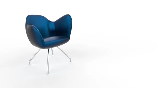 蓝色椅子被隔绝在白色或椅子好为介绍内部 — 图库照片