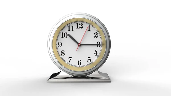Срібний Годинник Ізольовано Білому Добре Презентацій — стокове фото