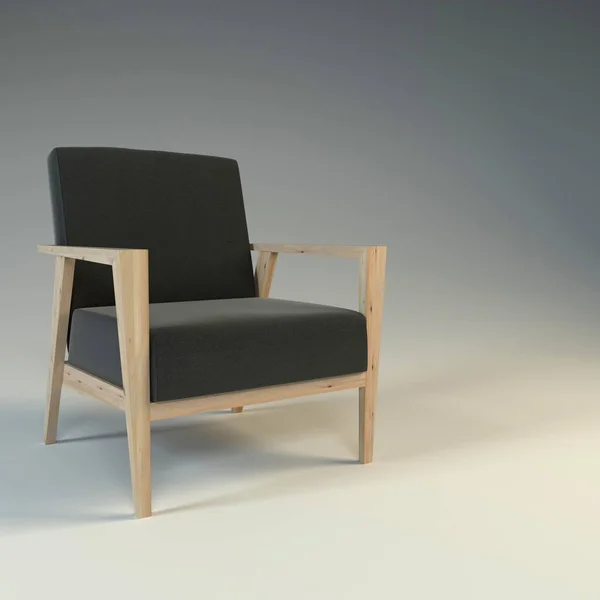 Ahşap Ayaklı Siyah Sandalye Tasarım Oluşturma — Stok fotoğraf