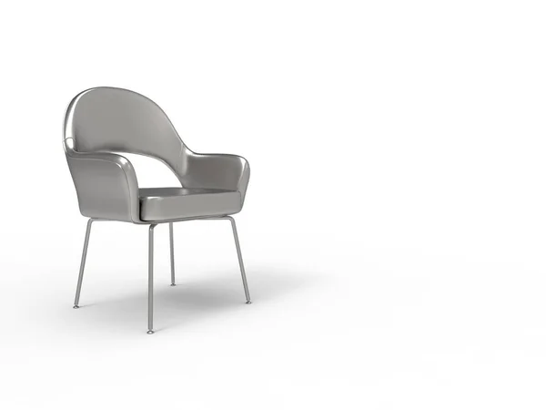 Metallstuhl Isoliert Auf Weißem Metallischem Stuhl Design Präsentationsbild — Stockfoto