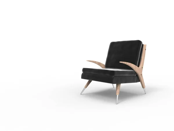 白で隔離黒い肘掛け椅子 インテリア 家具発表 — ストック写真