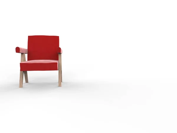 Czerwone Krzesło Białym Tle Prezentacja Mebli — Zdjęcie stockowe