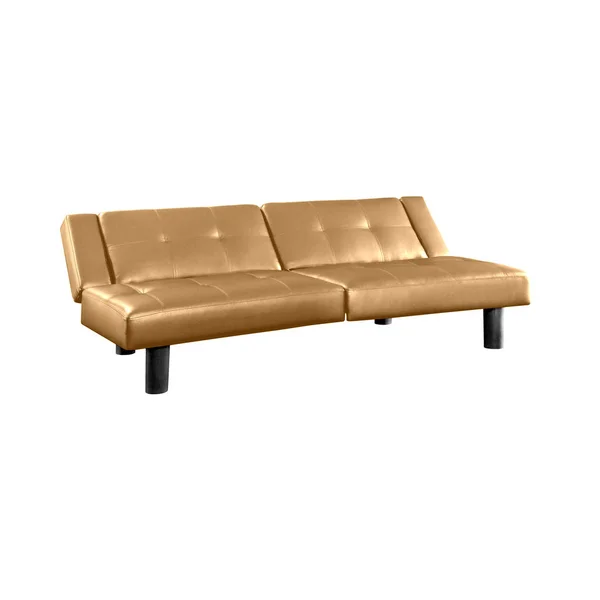 Goldenes Sofa Isoliert Auf Weißem Möbelpräsentation — Stockfoto